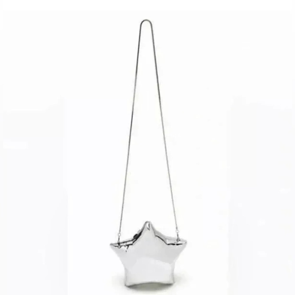 Nwt- Zara ZARA NEW WOMAN STAR SHAPED  MINAUDIÈRE BAG SILVER - Picture 3 of 5